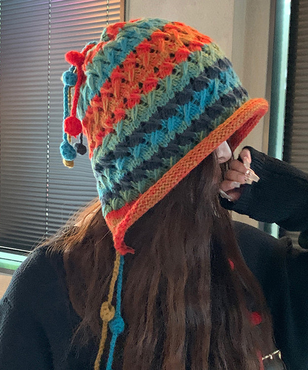 Chic Rainbow Boonie Knit Hat Handmade