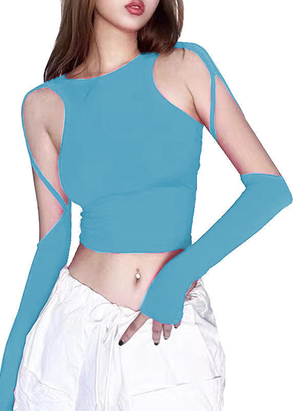 Top Asymmetrical Rose Shoulder Chic Cold Summer