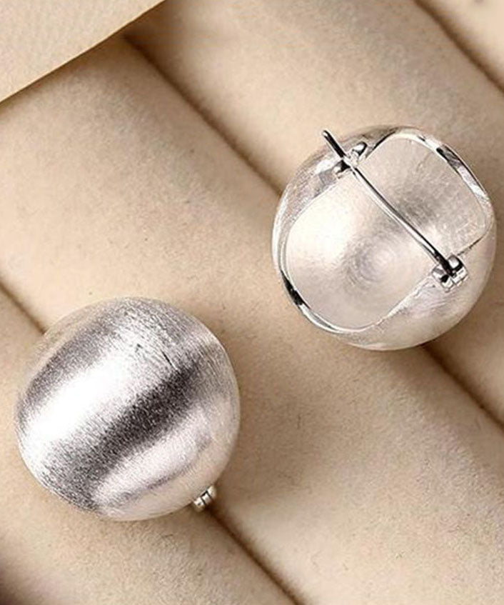 Sterling Silver SIlk Spherical Hoop Sanding Earrings Chic