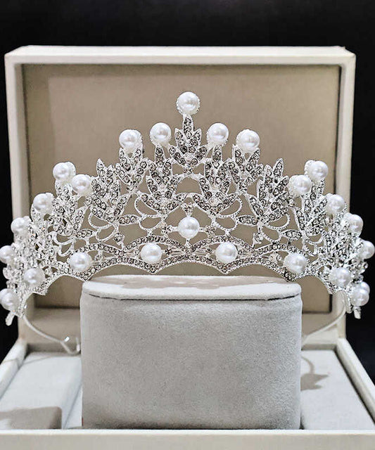 Couronne de fille en alliage de soie chic avec perles de zircon ajourées IU047