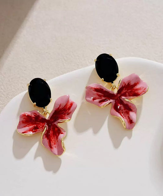 Sterling Chic Earrings Silver Drop Floral Overgild