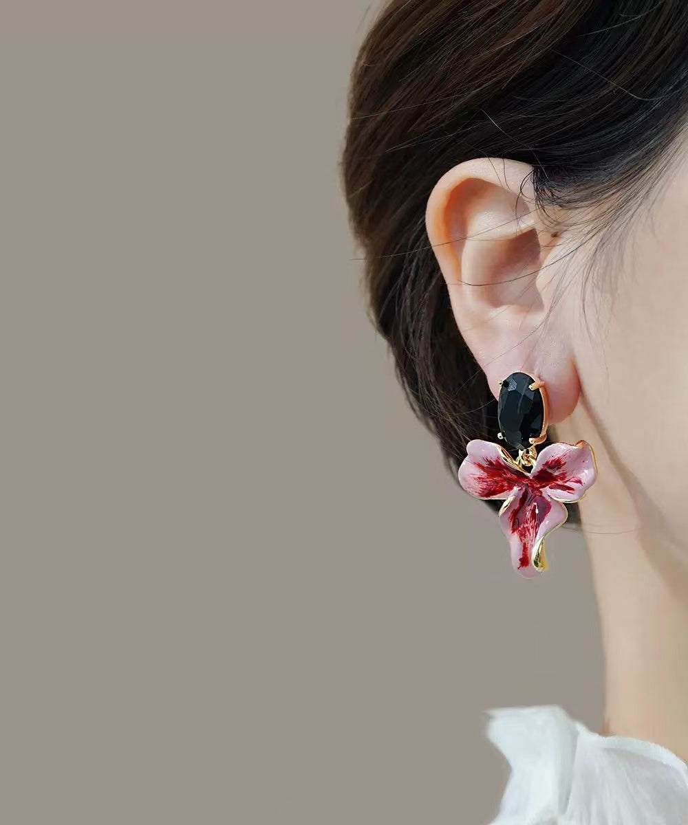 Sterling Chic Earrings Silver Drop Floral Overgild