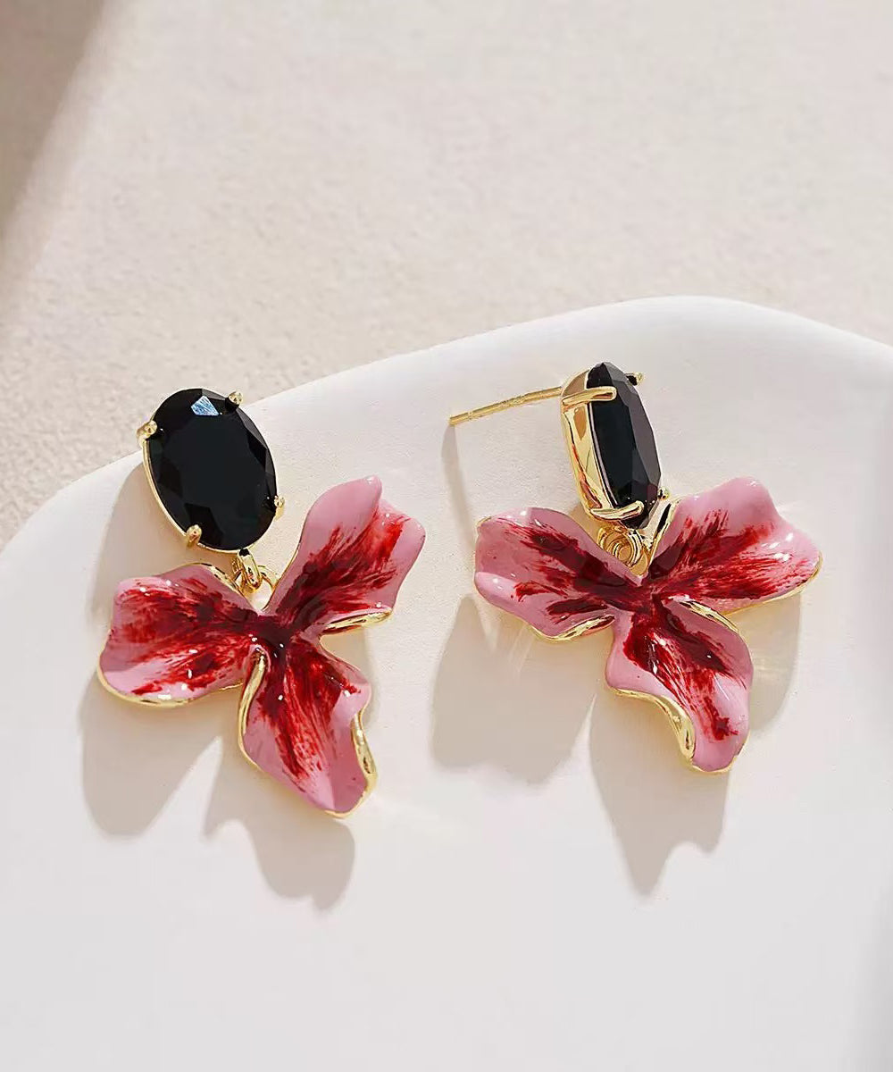 Sterling Chic Earrings Silver Drop Floral Overgild