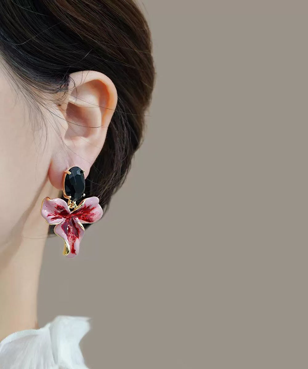 Sterling Chic Earrings Silver Drop Floral Overgild