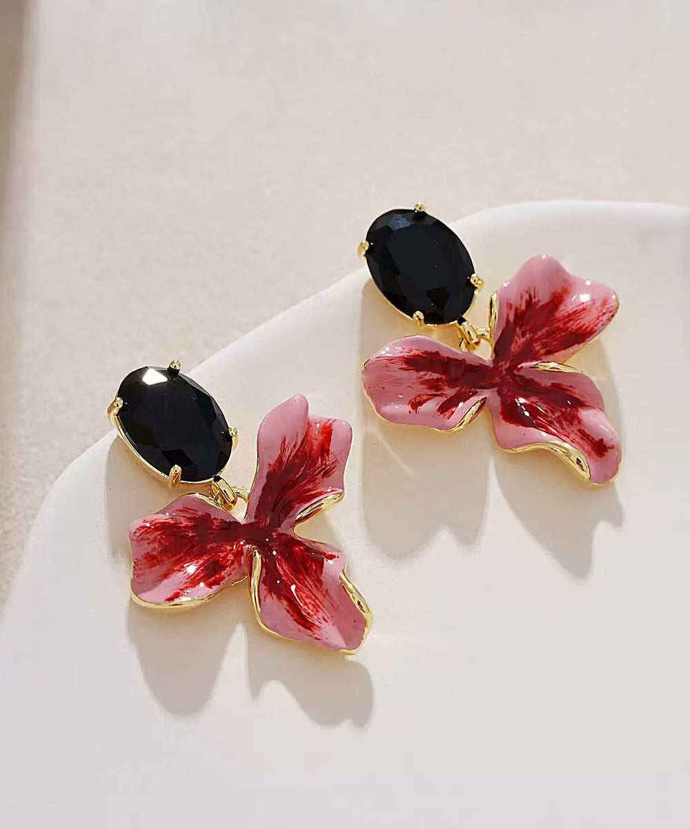 Sterling Chic Earrings Silver Drop Floral Overgild