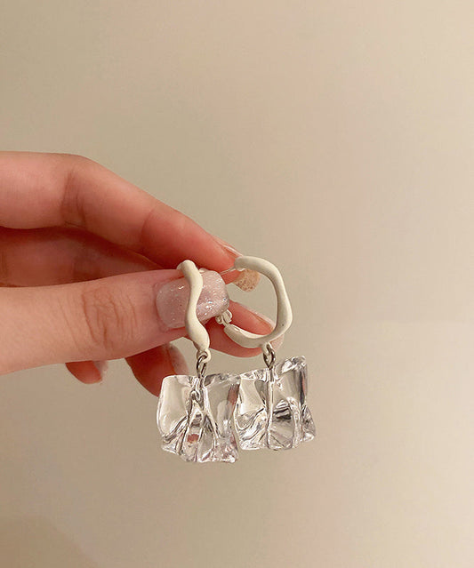 Chic Gem White Earrings Drop Stone Acrylic