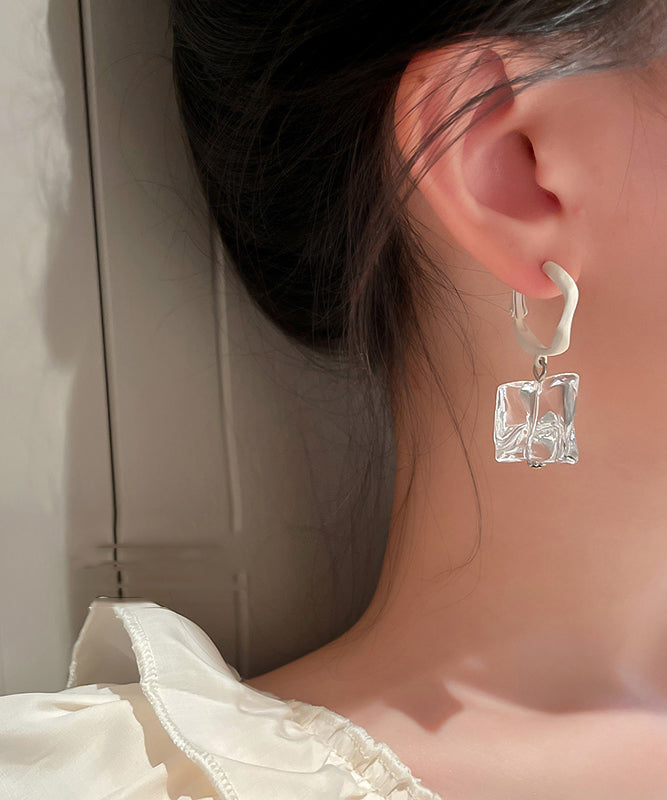 Chic Gem White Earrings Drop Stone Acrylic