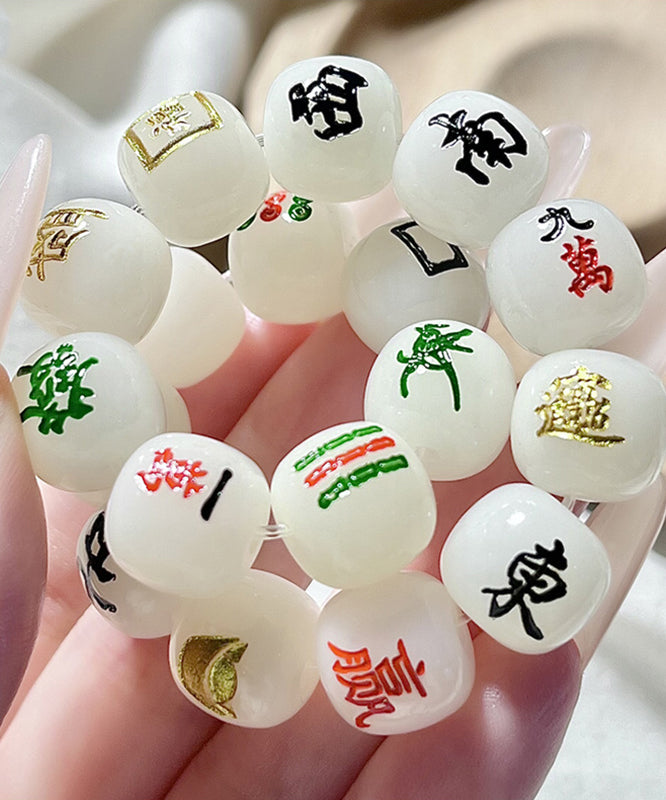 Chic Alloy White Buddhist Bracelet Chain Bead Mahjong