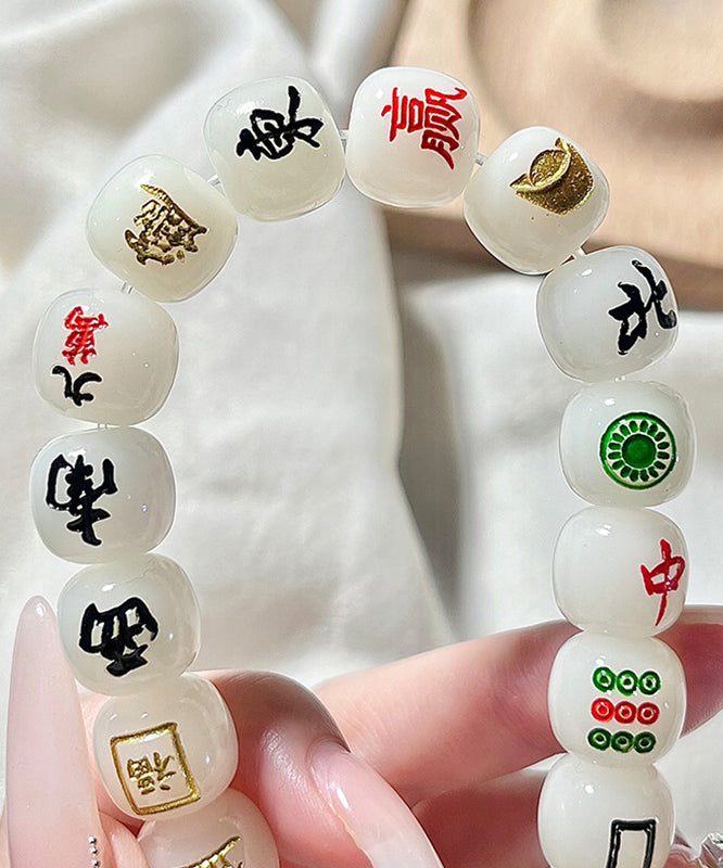 Chic Alloy White Buddhist Bracelet Chain Bead Mahjong