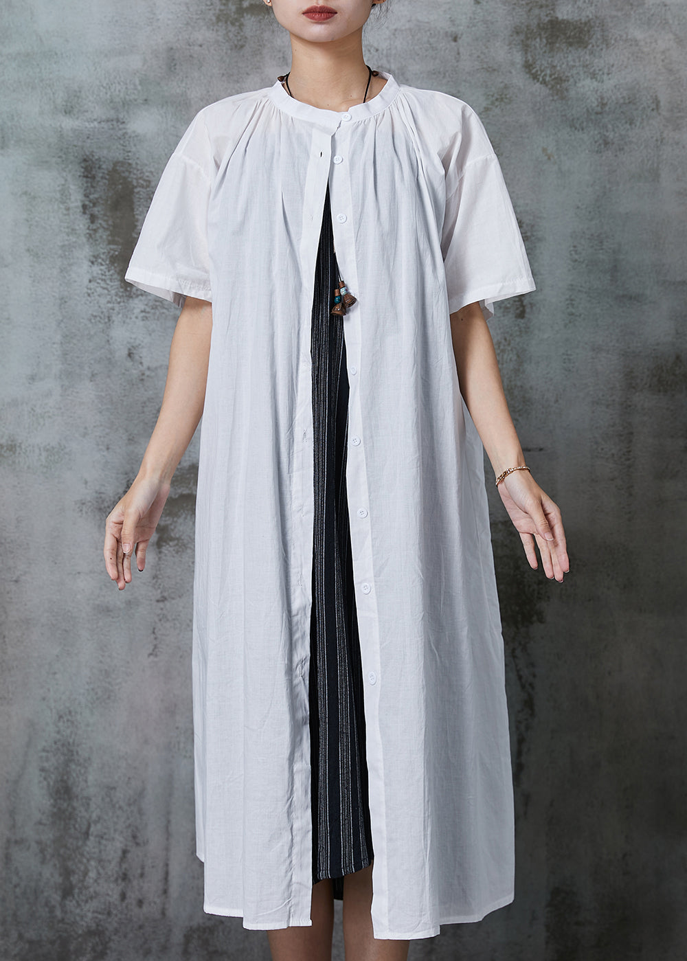 Chic White Oversized Cotton Dress Two Pieces Set Summer AL1012