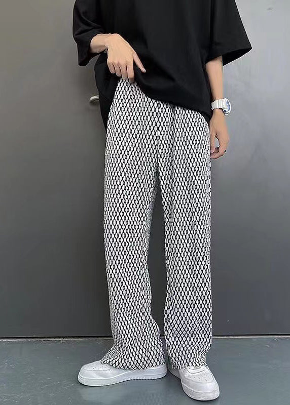 Plaid White Long Spring Oversized Men Chic Pants