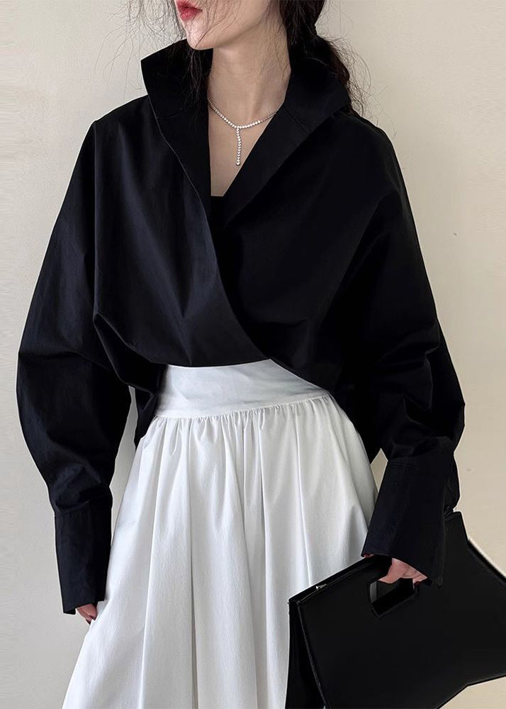 Stand Shirts Chic Collar White Solid Spring