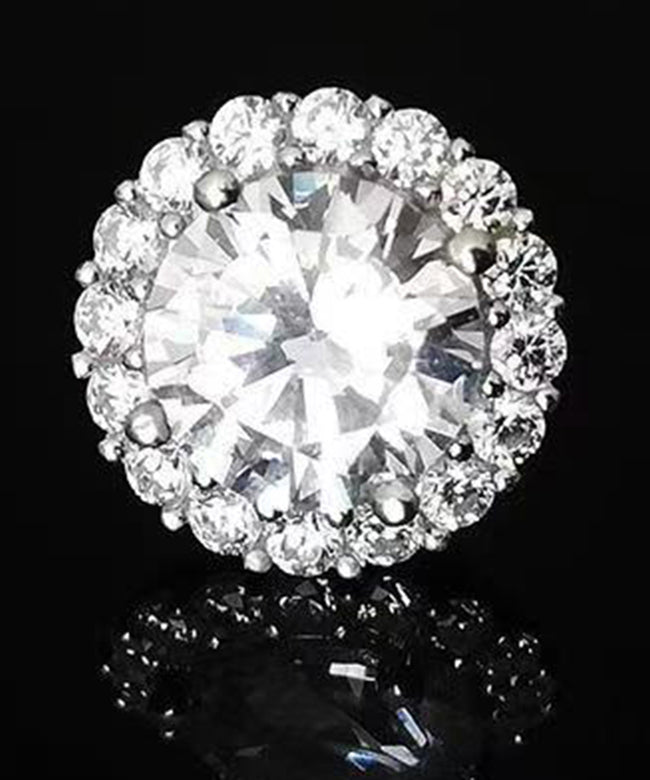 Men Sterling White Stud Earrings Chic Silver Zircon