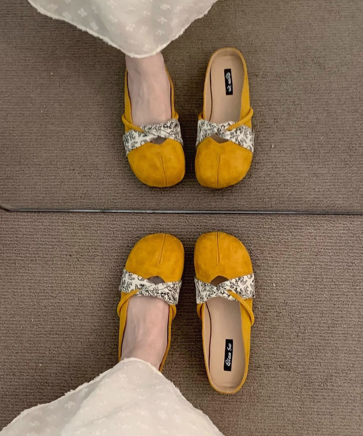 Yellow Slide Splicing Sandals Boutique Chic Suede