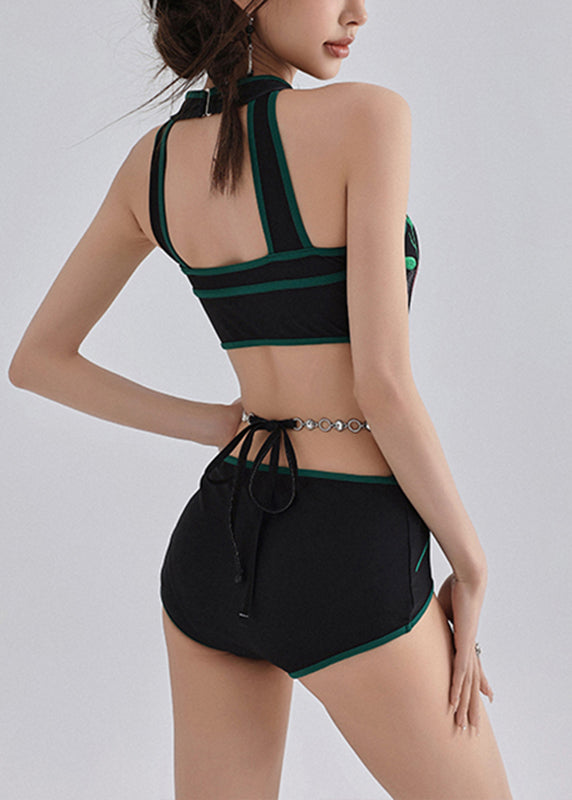 Stand Collar Bodysui Black Style Print Butto Chinese