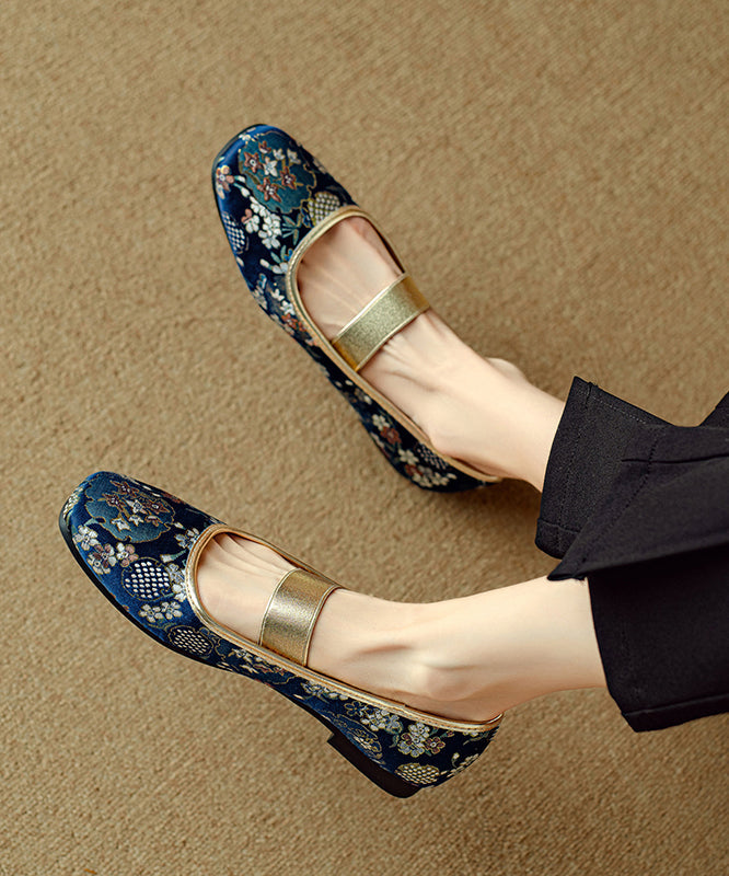 Embroidered Flat Style Blue For Women Shoes Chinese Splicing