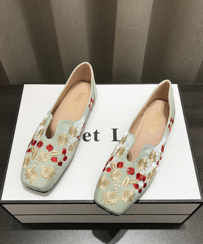 Fabric Chinese Shoes Flat Cotton Apricot Embroidered Style