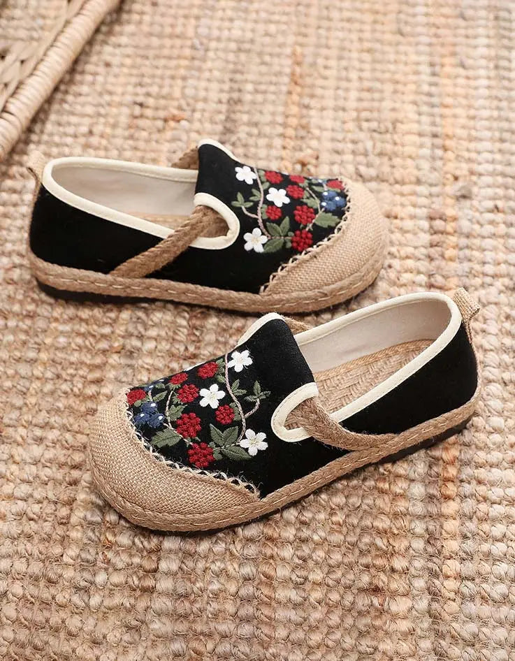 Chinese Style Embroidery Flower Linen Shoes Ada Fashion