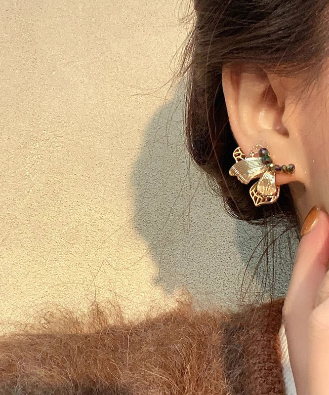 Style Gold Butterfly Ancient Chinese Resin Dharma Stud