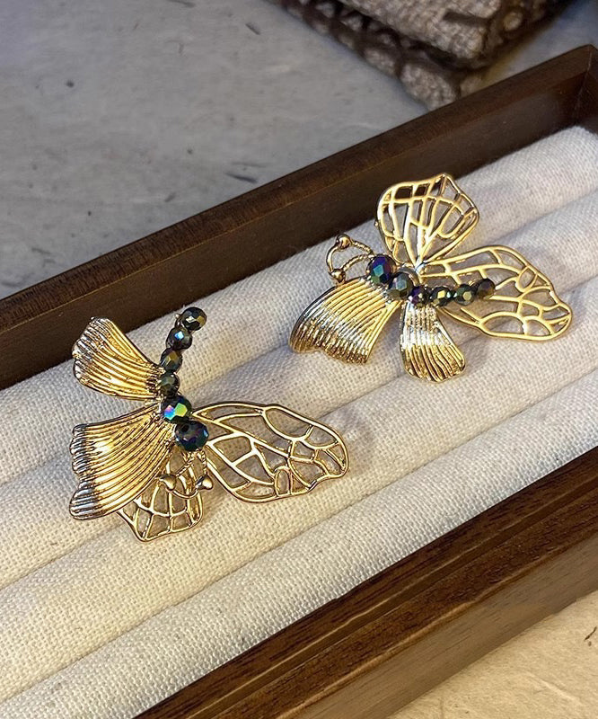 Style Gold Butterfly Ancient Chinese Resin Dharma Stud