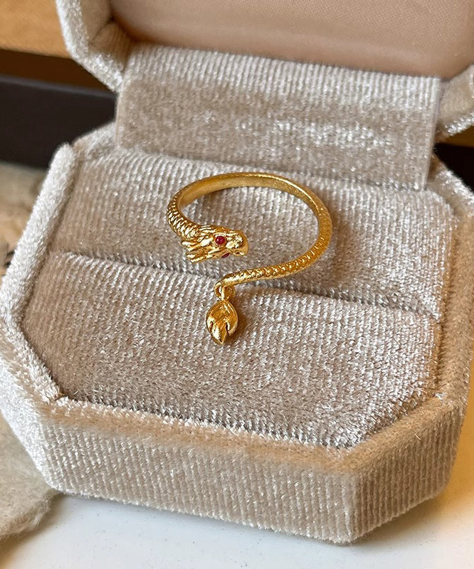 Copper Shaped Open Gold Style Dragon Chinese Overgild Rings