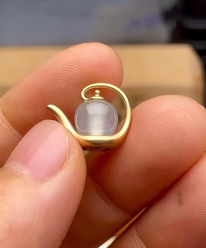 Gold Water Silver Sterling Style Chinese Bottle Jade Overgild