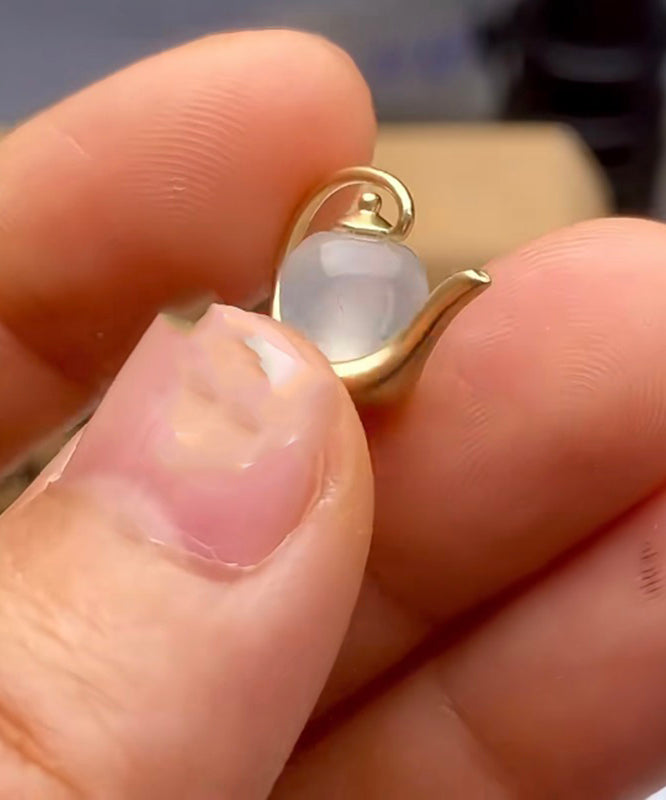 Gold Water Silver Sterling Style Chinese Bottle Jade Overgild