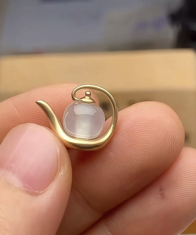 Gold Water Silver Sterling Style Chinese Bottle Jade Overgild