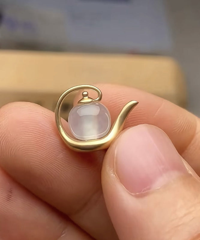 Gold Water Silver Sterling Style Chinese Bottle Jade Overgild