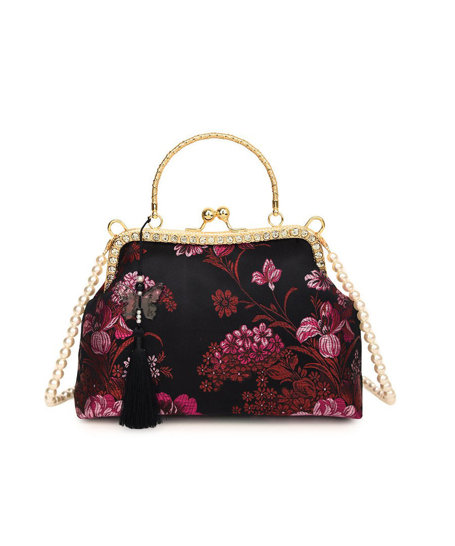 Bag Zircon Chinese Tote Print Green Tassel Style