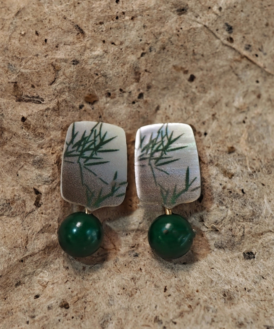 Overgild Sterling Green Silver Chinese Style Drop Earrings Agare
