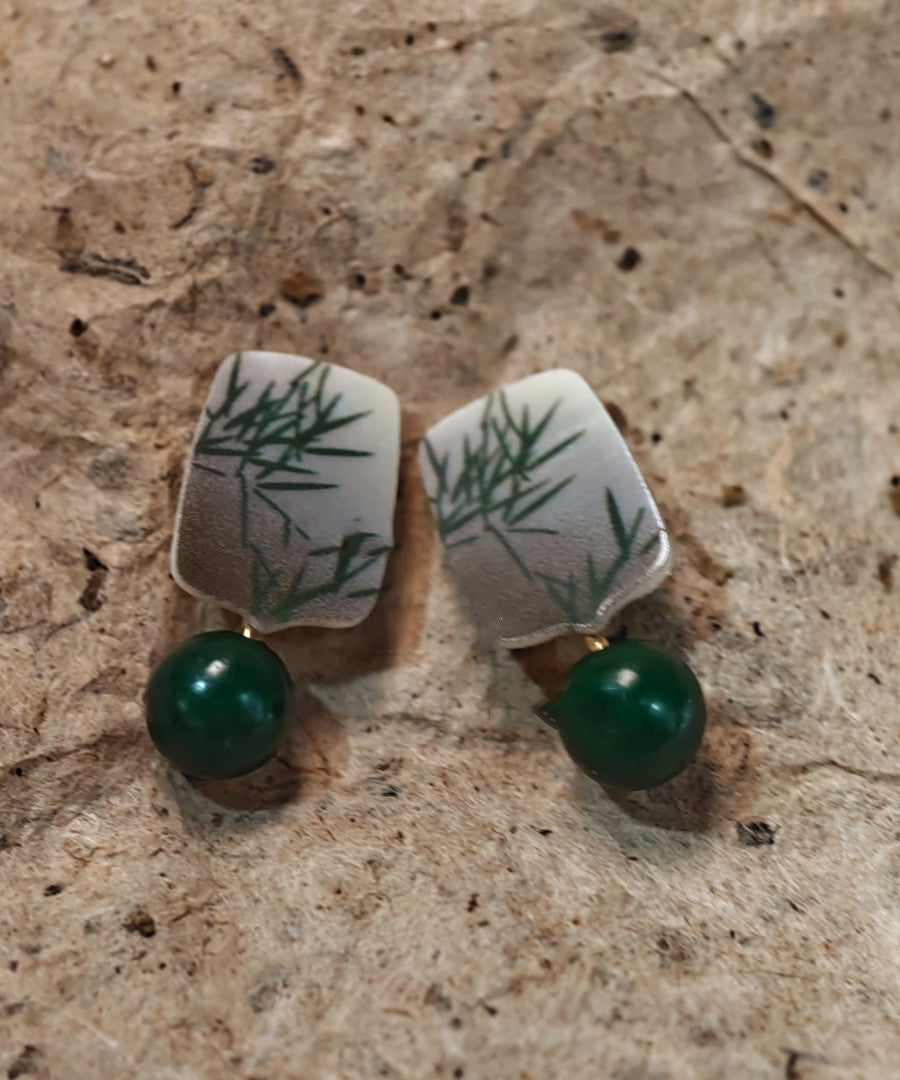 Overgild Sterling Green Silver Chinese Style Drop Earrings Agare