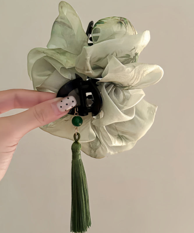 Light Cloud Style Chinese Hairpin Green Tassel Tulle