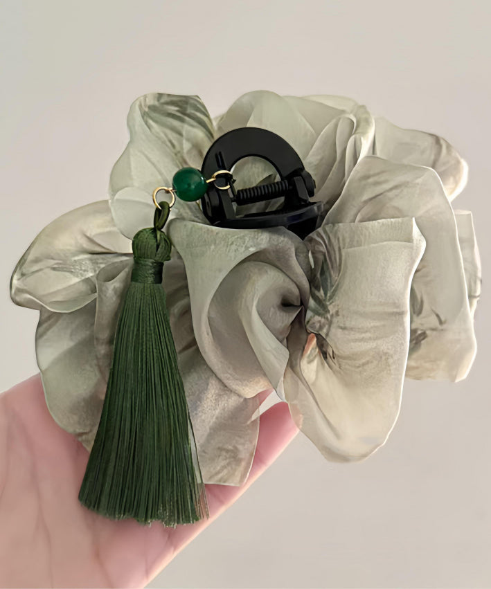 Light Cloud Style Chinese Hairpin Green Tassel Tulle