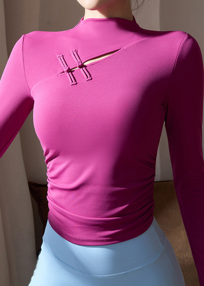 Purple Style Neck Yoga Tops Spring High Chinese
