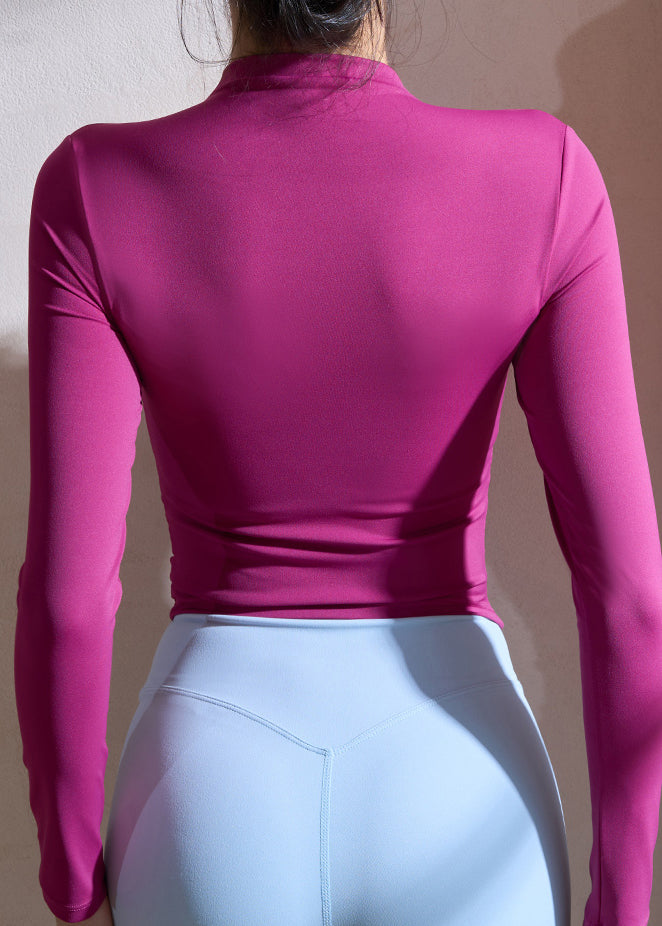 Purple Style Neck Yoga Tops Spring High Chinese