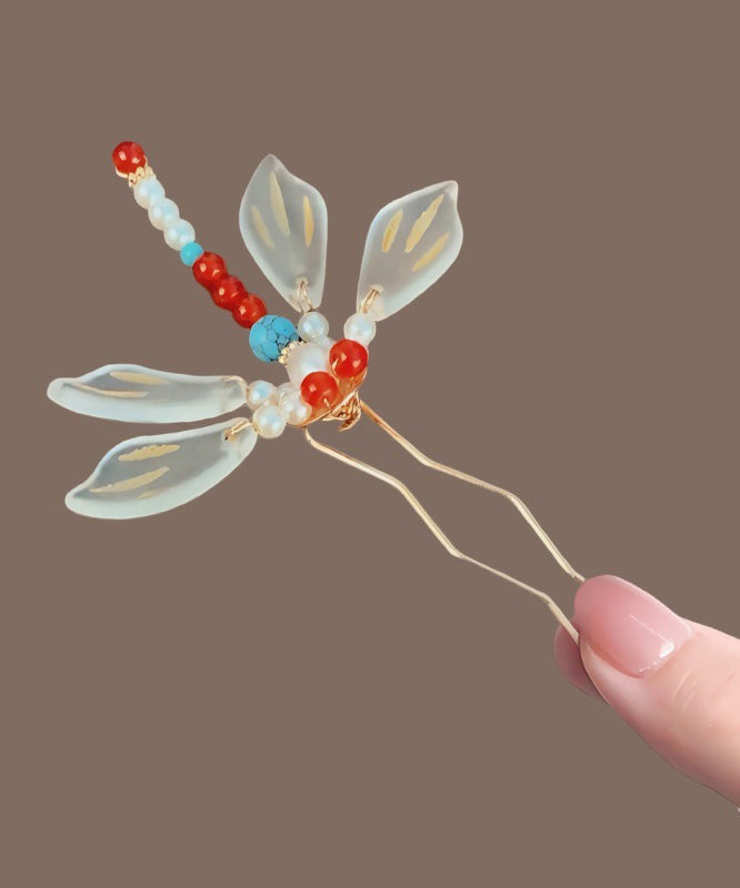 Dragonfly Chinese Rainbow U-Shaped Hairpin Overgild Style