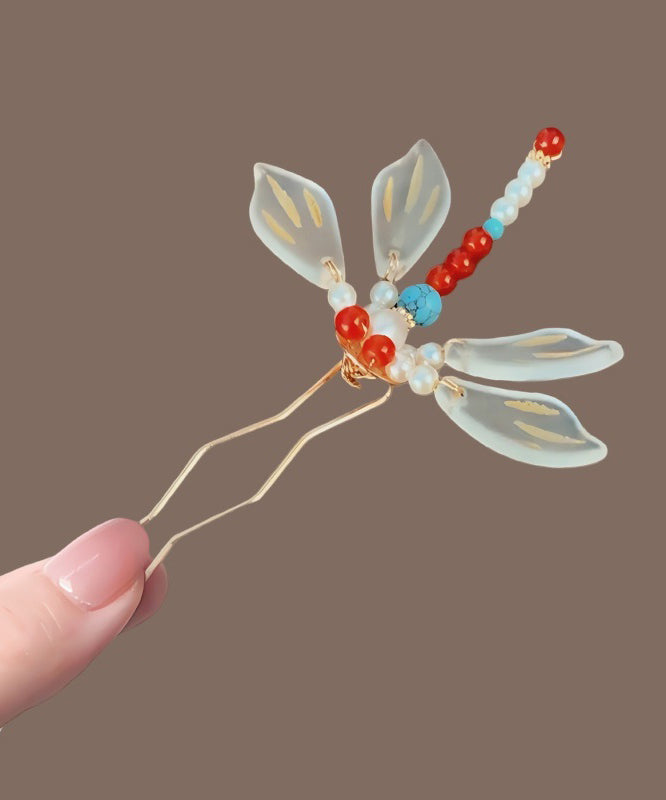 Dragonfly Chinese Rainbow U-Shaped Hairpin Overgild Style