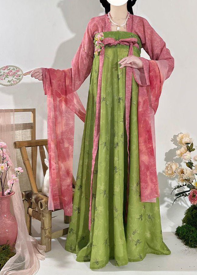 Red Top Piece Fall Two Maxi Style Chinese Skirts Set And Print