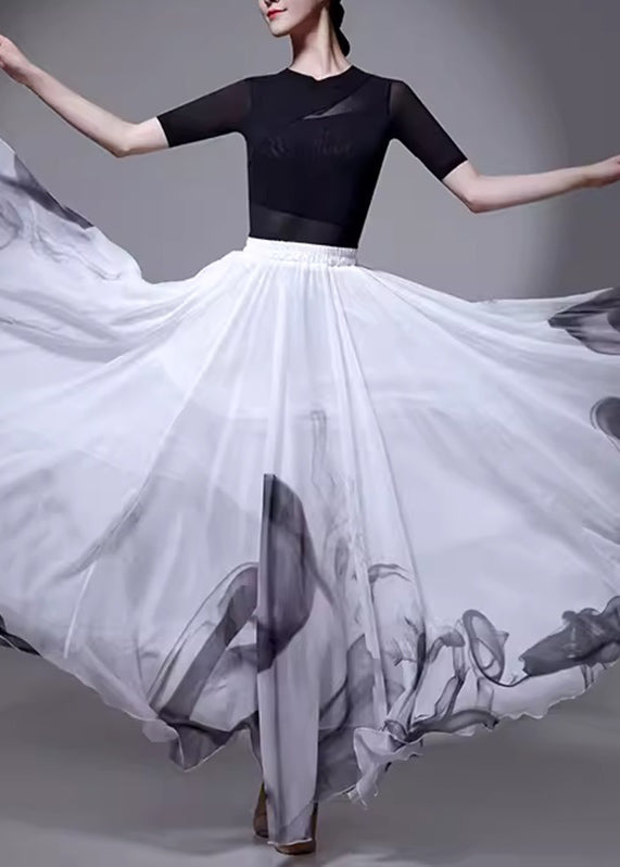 White Elastic Silk Summer Chinese Skirt Waist Style