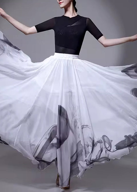 White Elastic Silk Summer Chinese Skirt Waist Style