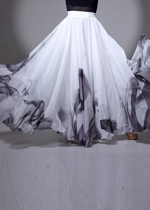 White Elastic Silk Summer Chinese Skirt Waist Style