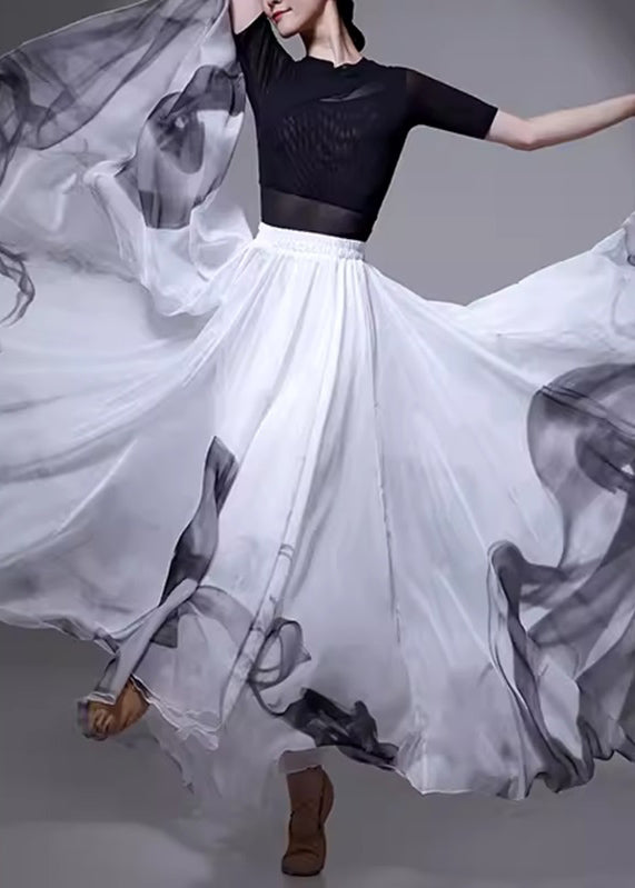 White Elastic Silk Summer Chinese Skirt Waist Style