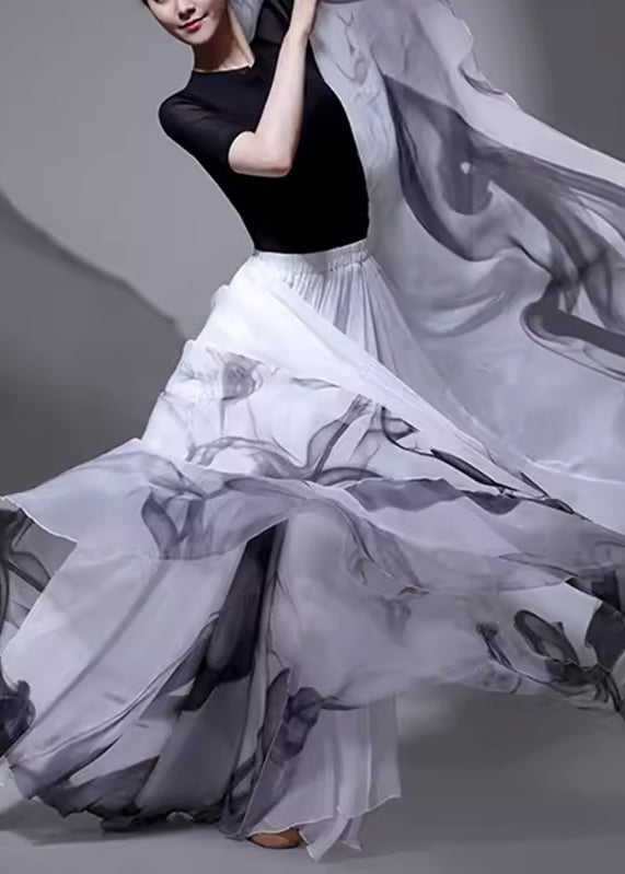 White Elastic Silk Summer Chinese Skirt Waist Style