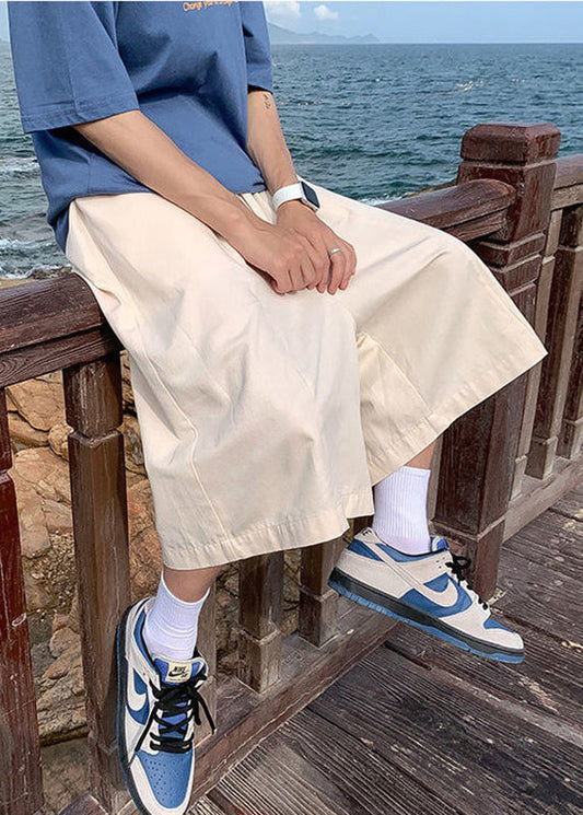 Pantalon élégant en patchwork avec poches abricot pour homme, été YT009