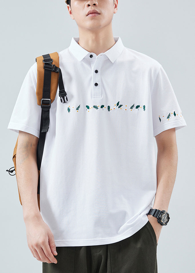 Classy Men Solid Button Print Black Cotton Summer Polo Shirt