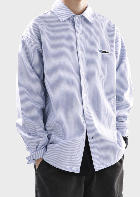 Spring Classy Black Men Cotton Button Striped Shirts