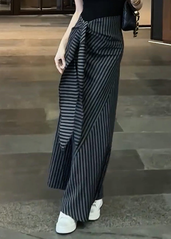 Skirts Striped Chiffon Fall Classy High Black Up Waist Lace