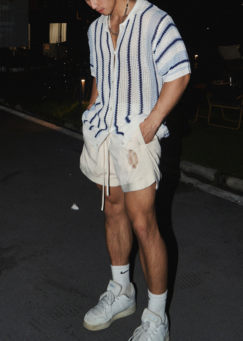 Pan Tshirt Summer Blue Knit Peter Classy Striped Mens Collar