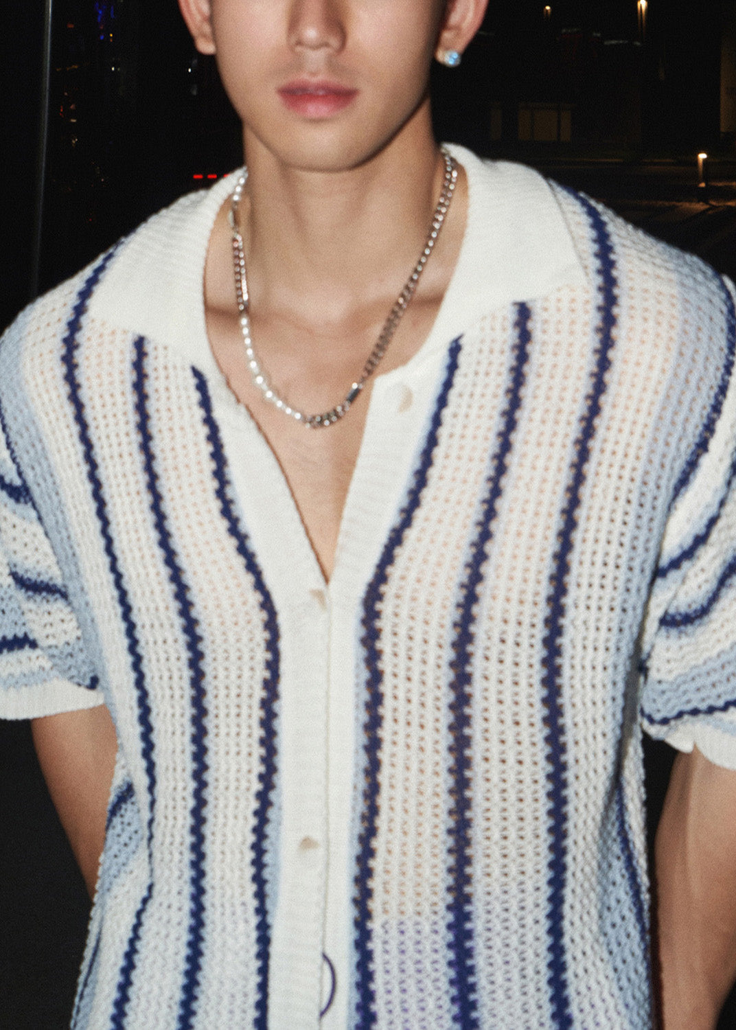 Pan Tshirt Summer Blue Knit Peter Classy Striped Mens Collar